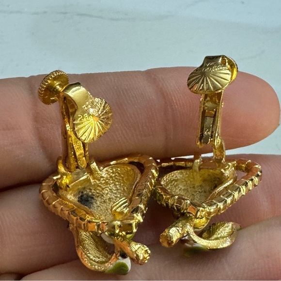 Gorgeous Vintage Vendome Uranium Crystal Rhinestones Clip On Pear Earrings - Picture 9 of 11